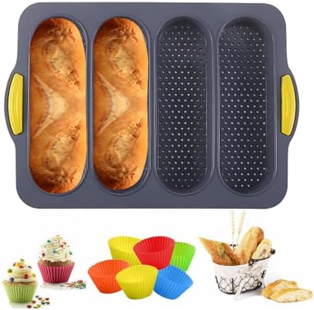 MUJUZE Silicone Sub Roll Baking Pan,Bread Loaf Pan,Sub Roll Mold With