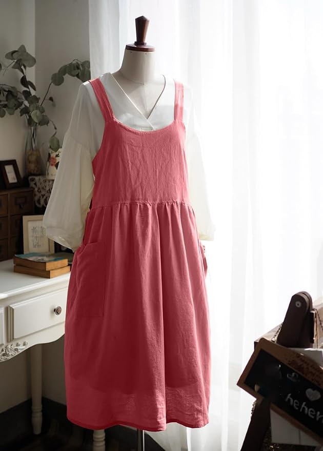Uaussi Cotton Linen Apron Cross Back Work Apron - Image 7