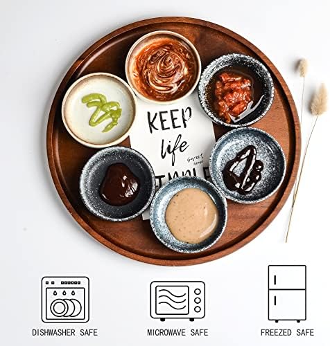 Ceramic Soy Sauce Dish set, Dipping Bowls Set of 6, Chip and Dip