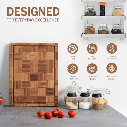 Bamboo Cutting Board Set of 3 in Large, XL and XXL Sizes, Heavy Duty