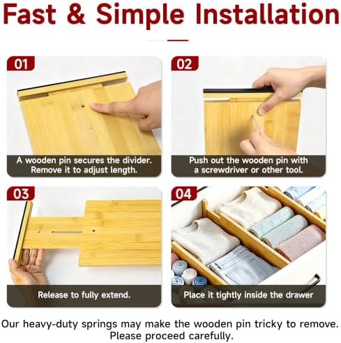 4 Pack Deep Drawer Dividers for Clothes Dresser 8" Hight