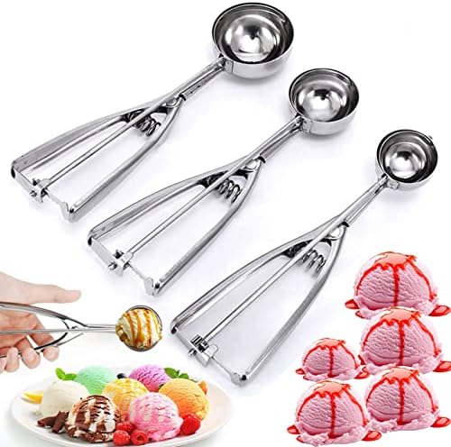 Cookie Scoop, Ice Cream Scooper set with Trigger, Small, Medium and