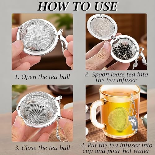 Cat Tea Infuser Set, 4-Pack Stainless Steel Loose Leaf Tea Balls with