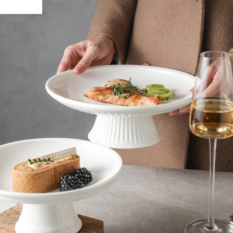 Ceramic Dinner Plates Round High Foot Fruit Tray Ceramic Snacks