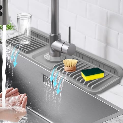 17.7-Inch Kitchen Sink Splash Guard Mat | 7° Slope for Fast