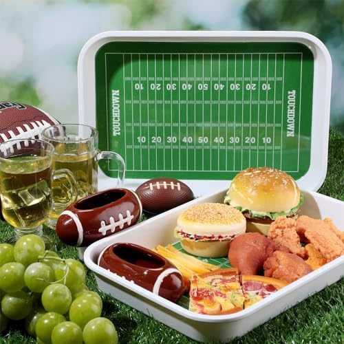 Vesici 4 Pcs Football Stadium Chip and Dip Set Football Serving Tray