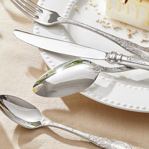 Silverware Set for 12, 60pc Vintage Flatware Set, 18/10 Stainless