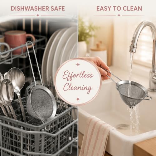 E-far Fine Mesh Strainer Set of 2, 3.3 Inches Stainless Steel Tea
