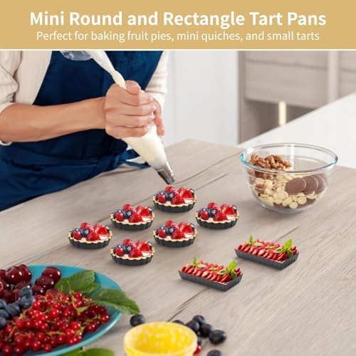 Mini Tart Pans With Removable Bottom Nonstick Quiche Pan, 8Pieces