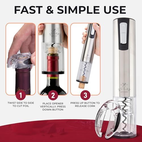 Zulay Kitchen Electric Wine Opener with Charging Base & Foil Cutter