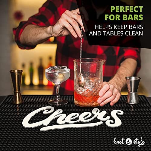 Cheers Bar Mat - 18"x12" Rubber Bar Mat for Home Bar, Wet Bar &