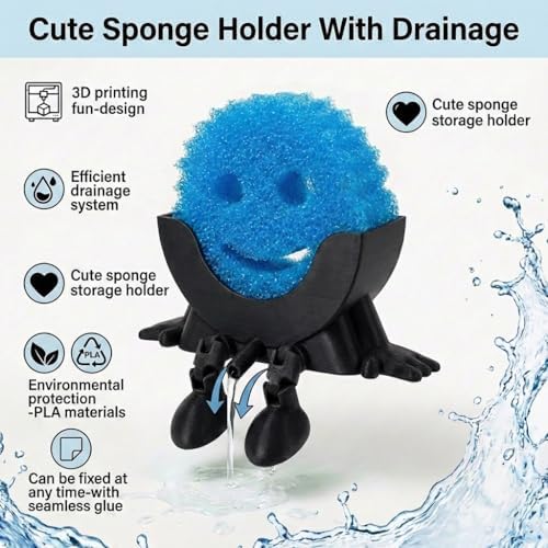 Creative Drainage Sponge Holder for Scrub Daddy, Black (1)