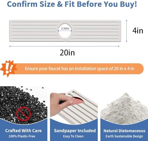 Stone Faucet Mat for Kitchen Sink, Water Absorbing Sink Water Splash