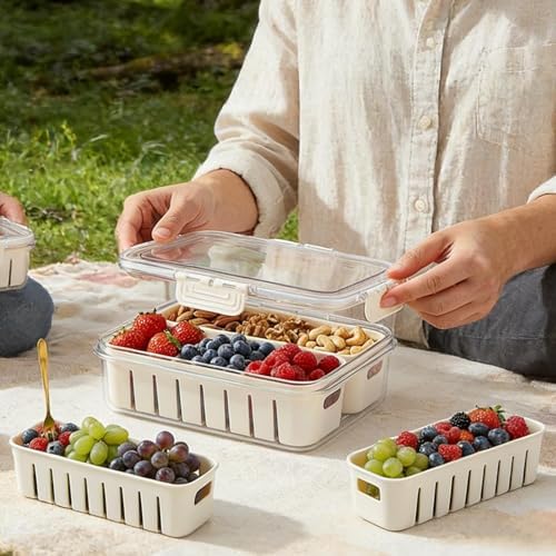 Snack Tray With Lid Portable Veggie Charcuterie Container