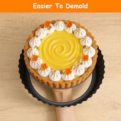 3 PCS Pie Pan with Removable Bottom 9.5 Inch Non Stick Carbon Steel