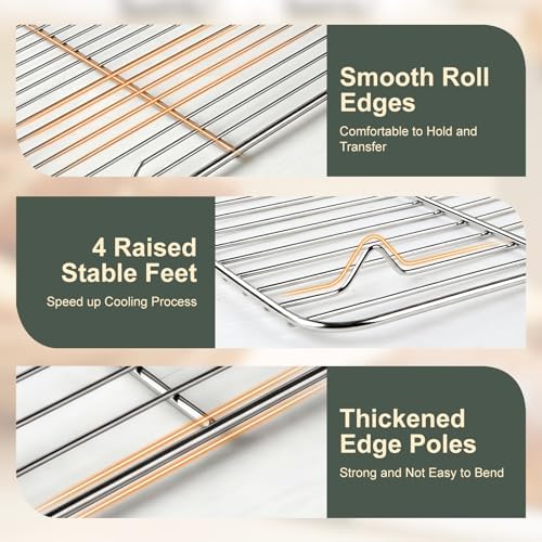 Stainless Steel Baking Sheet, Rack and Mat Set, 16 x 12 x 1 Inch