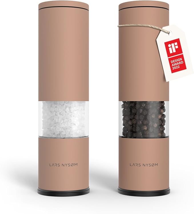 LARS NYSØM Salt and Pepper Grinder Set Manual, Stainless Steel Salt and Pepper by LN
