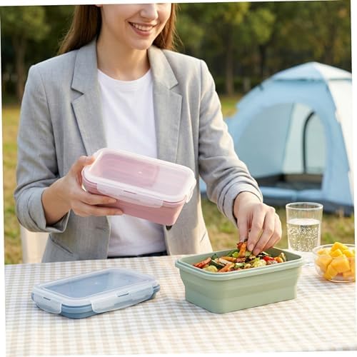 Silicone Food Containers, 3-Pack 550ml Collapsible Food Storage
