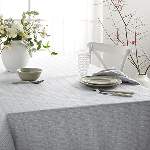 Martha Stewart Honeycomb Modern Farmhouse Tablecloth, Charcoal Grey