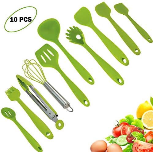 10pcs Green Silicone Kitchen Utensils Set
