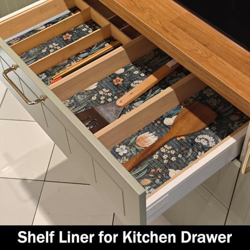 Vintage Floral Drawer Liner, Non-Adhesive and Strong Non-Slip