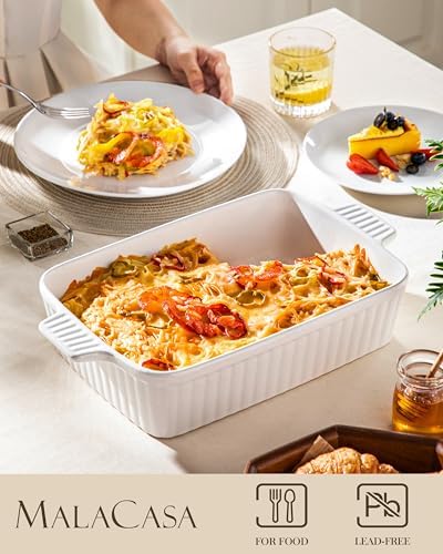MALACASA 4.4QT Ceramic Casserole Dishes for Oven, 9x13 Baking Dishes