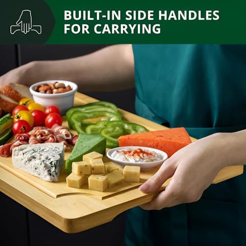 3-Piece Bamboo Cutting Board Set - Heavy Duty Butcher Block with Deep