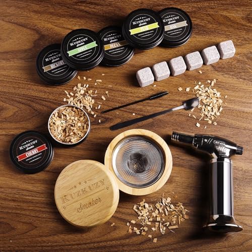 Cocktail Smoker Kit with Torch – 6 Flavors Wood Chips – Bourbon