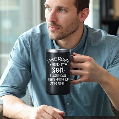 Lifecapido Son Gifts, 20oz Stainless Steel Insulated Coffee Mug, Black