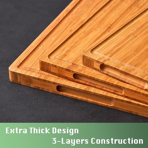 Allsum Carbonized Bamboo Wood Cutting Boards for Kitchen, 1” Thick