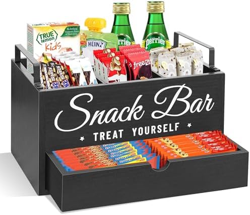 Snack Organizer for Countertop, 4-Compartment, Wood
