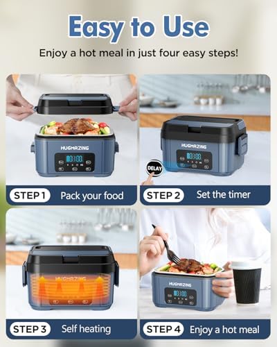 Hugmazing 1.2L Cordless Electric Lunch Box with SS Container