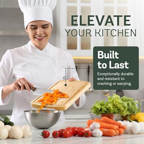 Bamboo Cutting Boards for Kitchen, Extra Large Wooden Chopping Board