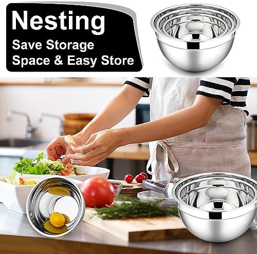 E-far Mixing Bowls with Lids Set of 3 with Silicone Cooking Utensils