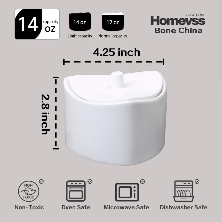 HomeVss, Bone China Elegance White Triangle Sugar & Creamer Pot