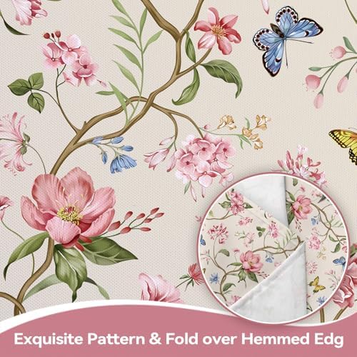 Spring Pink Flower Washable Rectangle Table Cloth 60x84inch
