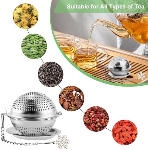Numola 2Pcs Tea Ball Infuser - Locking Clasp Tea Strainer with Chain