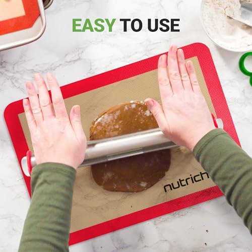 Nutrichef Silicone Baking Mats - 2 Non-stick Food-Grade Silicone Mats