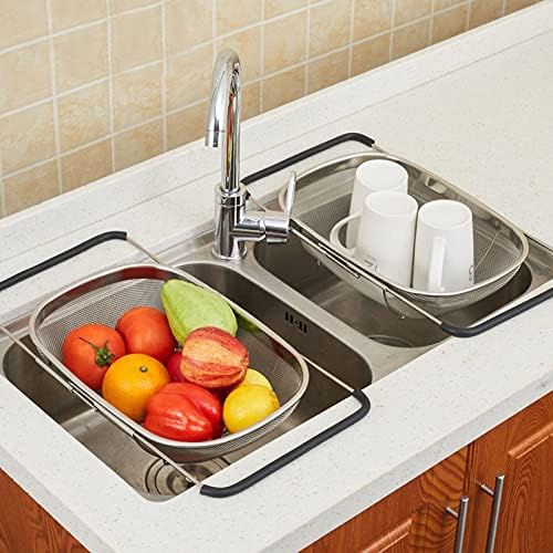 Expandable Stainless Steel Colander, Over the Sink Colander Strainer