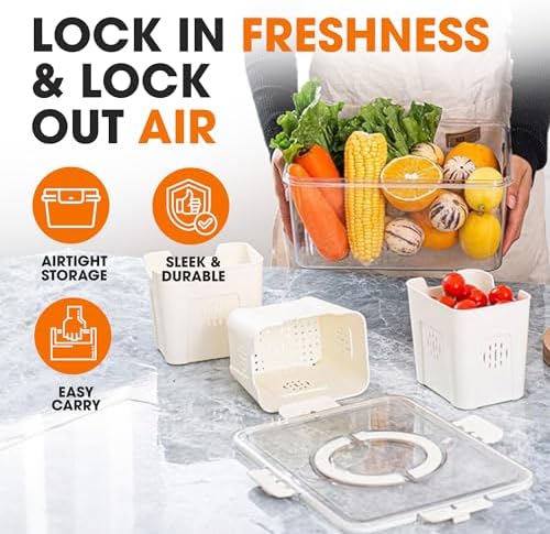 Cheer Collection Fruit Organizer, 4-Compartment, with Lid