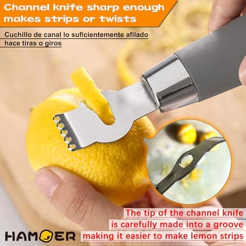 Lemon Lime Citrus Zester Channel knife 2-in-1 Tool Ergonomic Handle