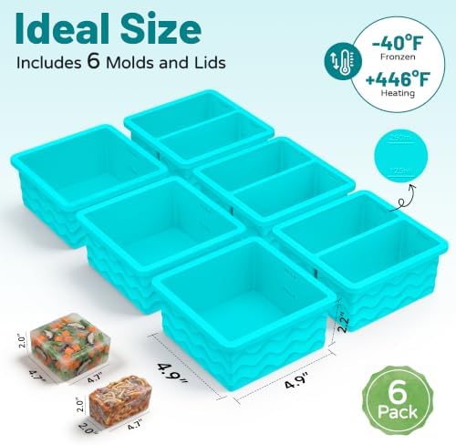 Silicone Freezer Molds, Silicone Freezer Trays with Lid, 6-Pack, Blue