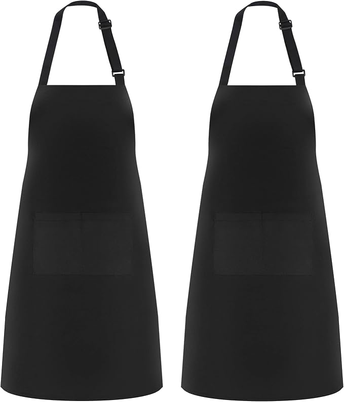 NLUS 2 Pack Kitchen Cooking Aprons, Adjustable Bib Soft Chef Apron by NLUS