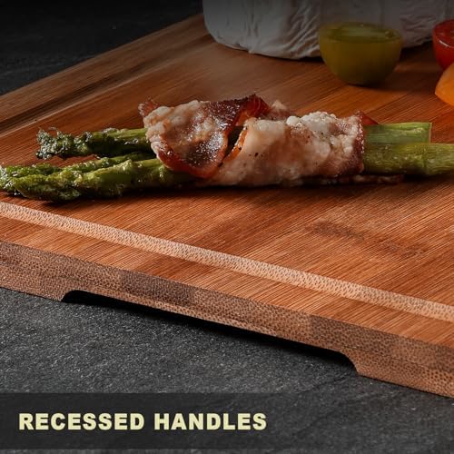 Hiware Wood Cutting Boards for Kitchen, Heavy Duty Bamboo Cutting