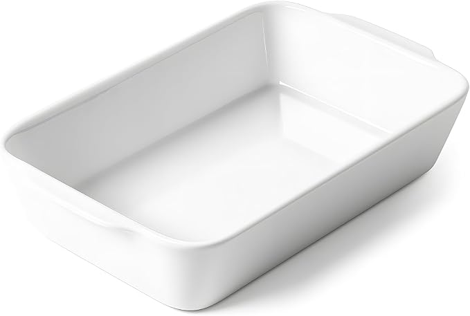 HOMBENE 1.2 QT White Casserole Dish, Lasagna Pan by HOMBENE
