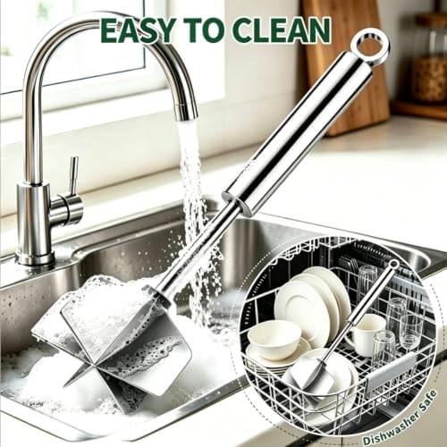304 Stainless Steel Meat Chopper & Masher, 10.2 Inch 6-Blade Ground