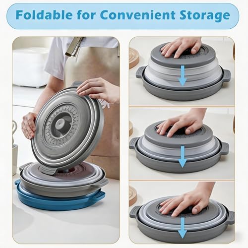 2 Pack Microwave Cover for Food with Anti-scald Base Plate,Large