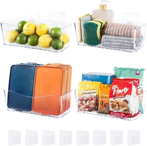 4-Pack Large Cabinet Door Organizer, 11.4" Adhesive Space-Saving Clear