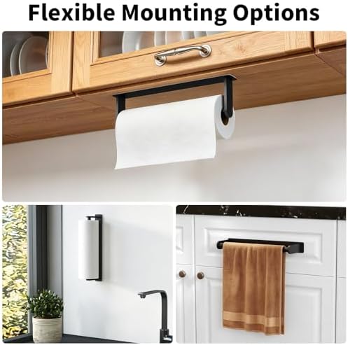Jesginboo Under Cabinet Paper Towel Holder, Matte Black