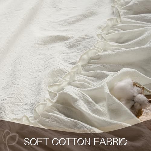 Romanstile Ruffled Round Tablecloth, White, 70 Inch